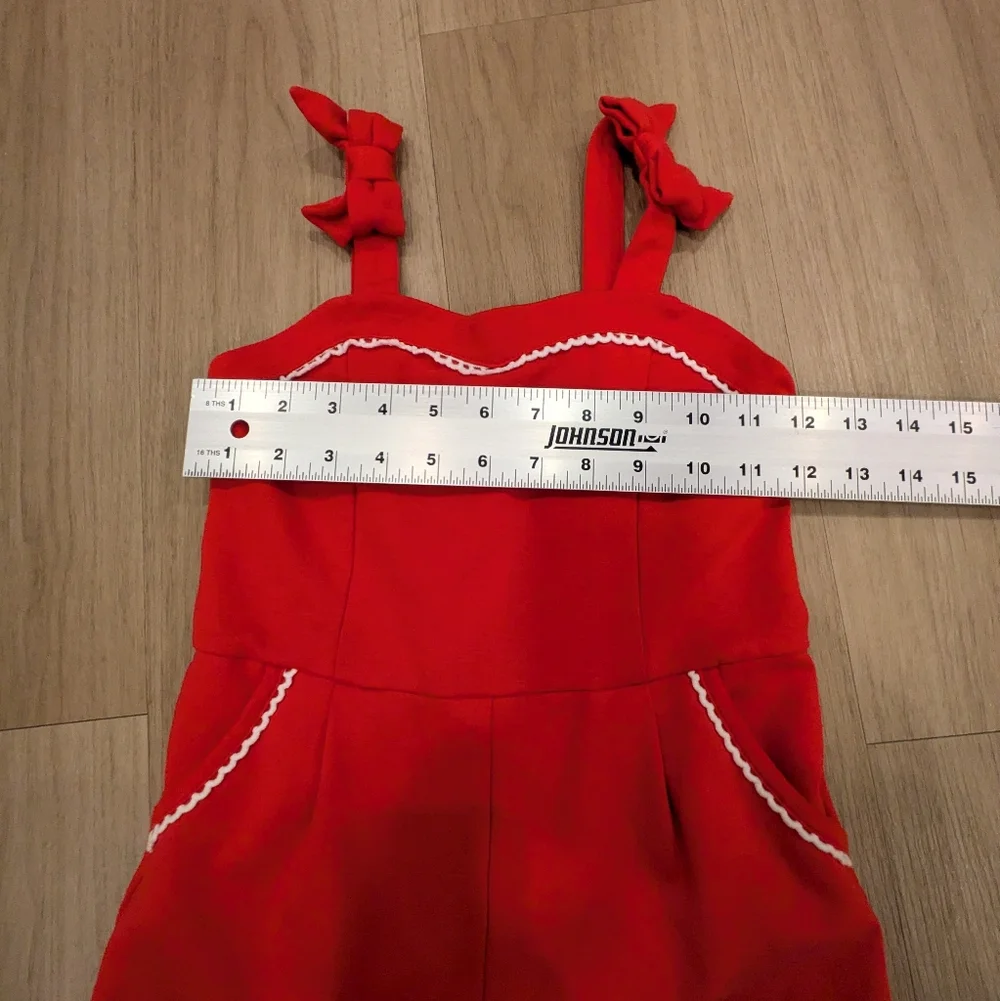 Janie And Jack Adorable Red Romper With White Frills Size 5
